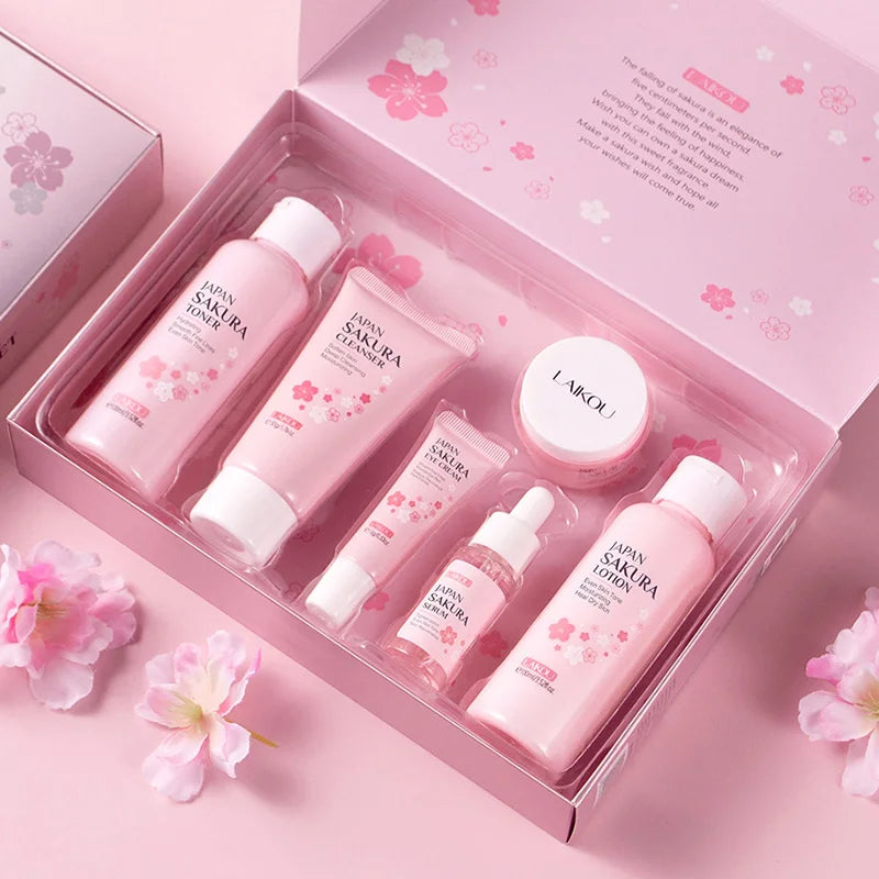 LAIKOU Sakura Skincare Kit – Cleanser, Creams, Toner & Serum