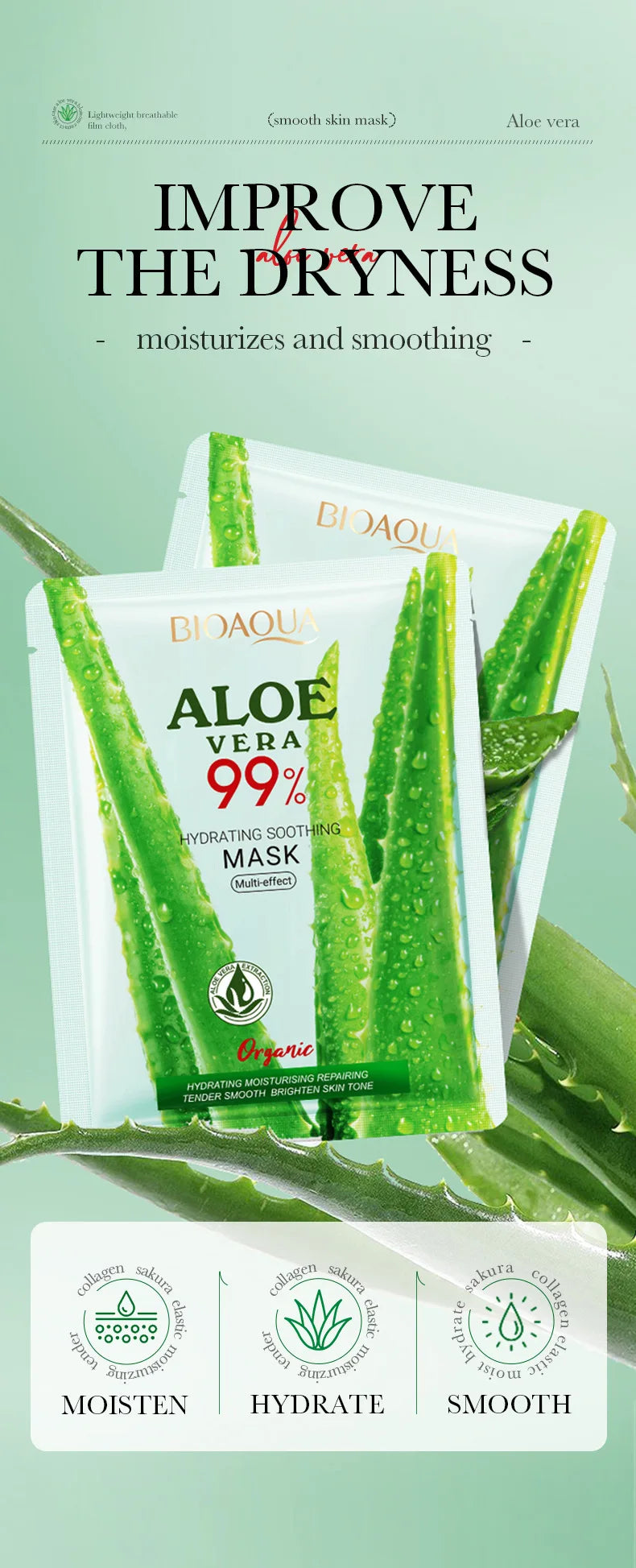 BIOAQUA Aloe Vera Face Masks (5/10pcs)