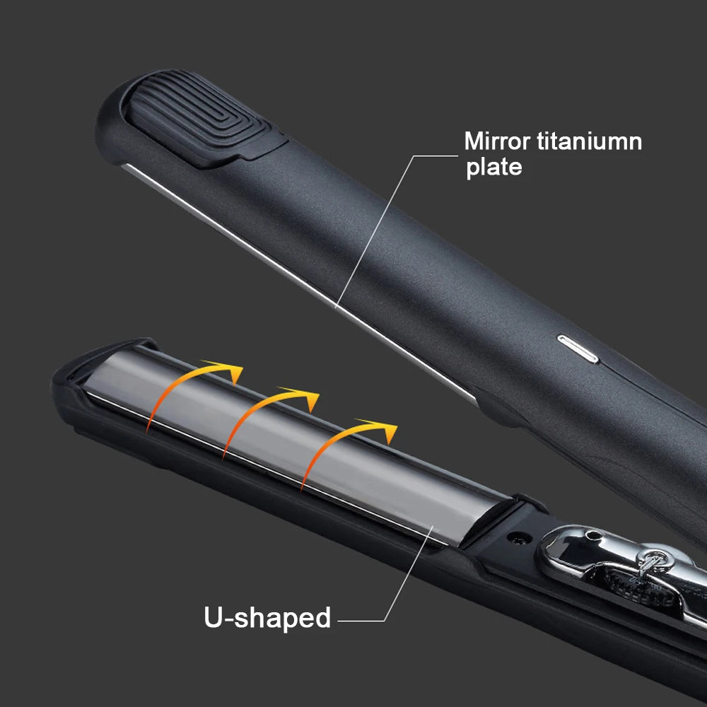Titanium Flat Iron Curler – U-Shaped Professional Hair Styler