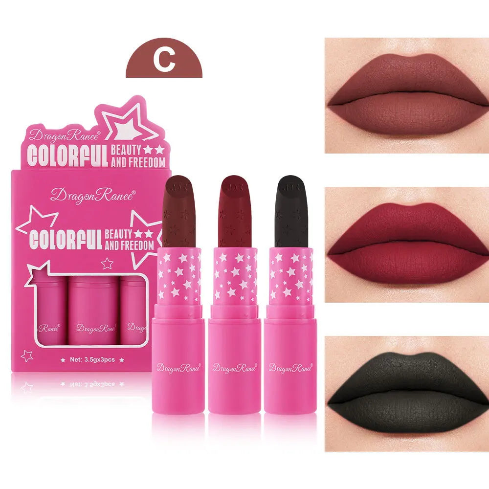 Matte Lipstick Set (3pcs) – Waterproof, Long Lasting