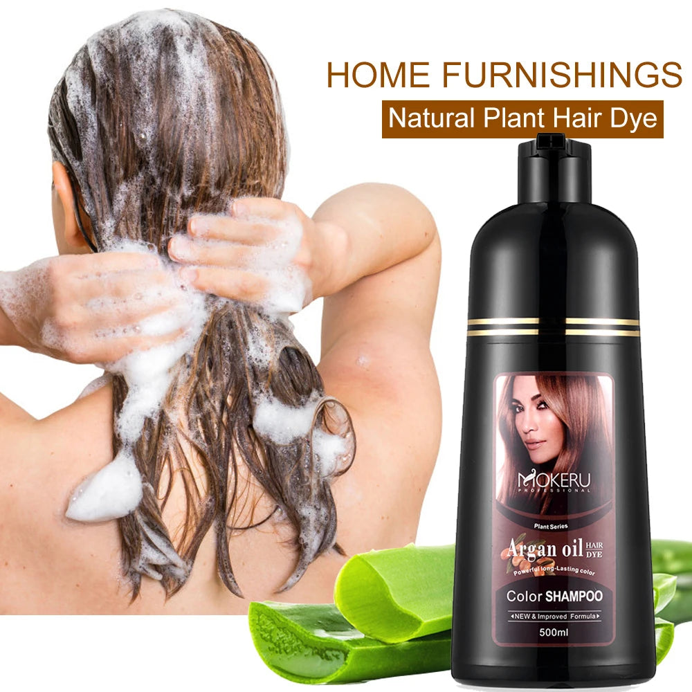 Mokeru Argan Hair Dye – Dark Brown Shampoo, 500ml