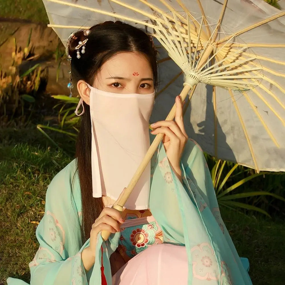 Hanfu Face Scarf Veil – Sunscreen Mesh Mask Cover