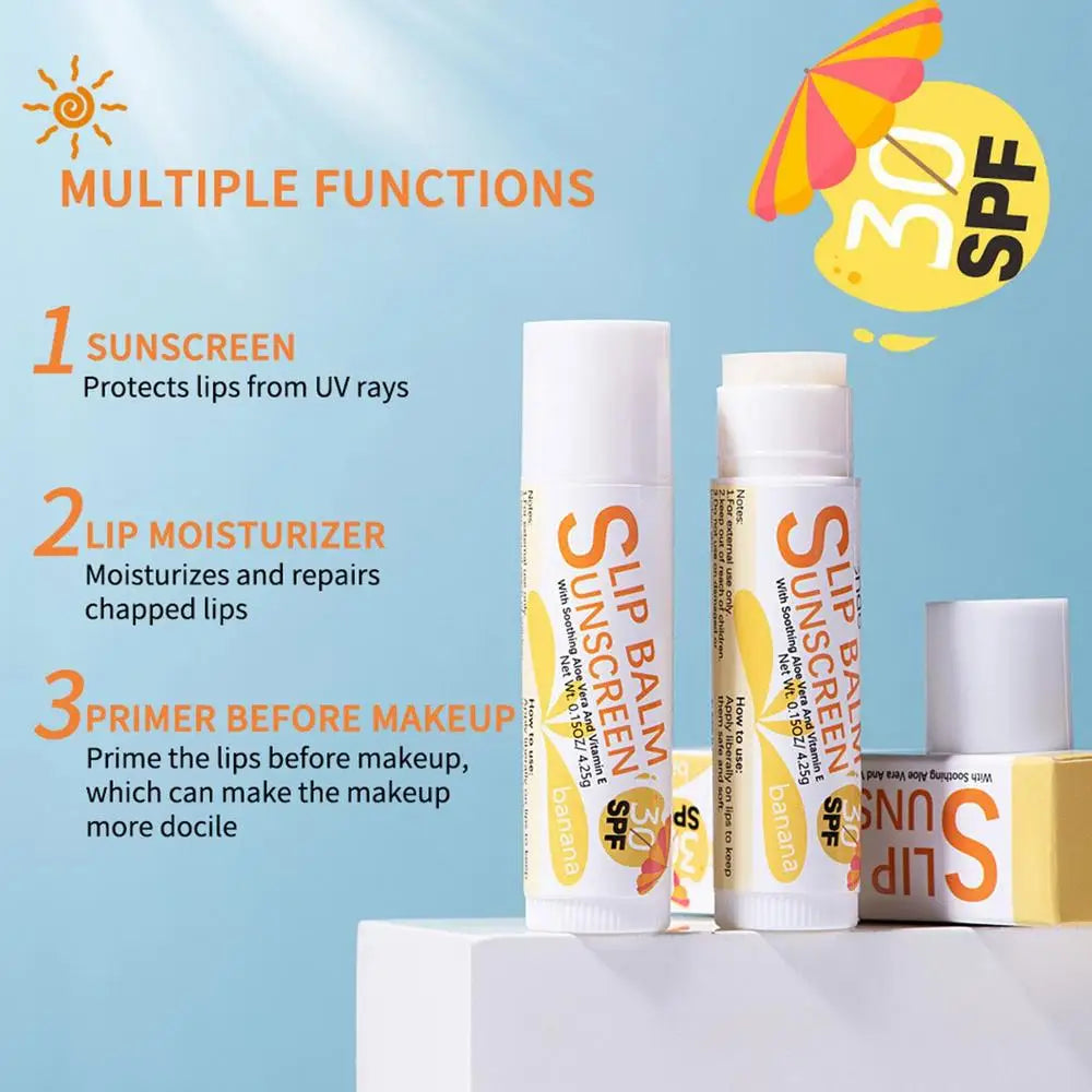 Natural Lip Balm SPF 30 – Moisturizing Fruit Flavor Sticks