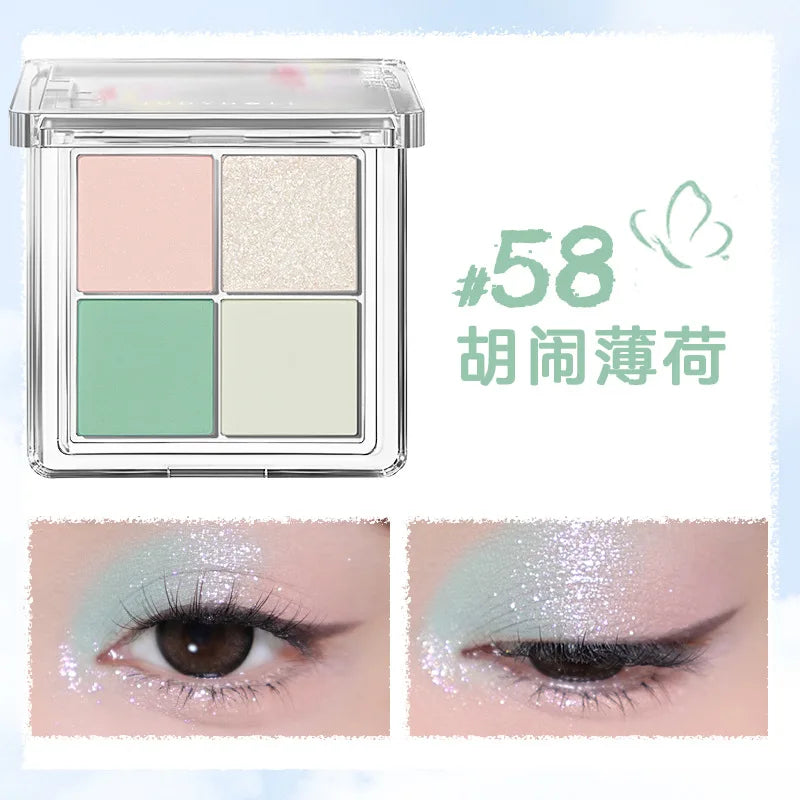 Judydoll 4-Color Eyeshadow Palette – Matte & Glitter Shades