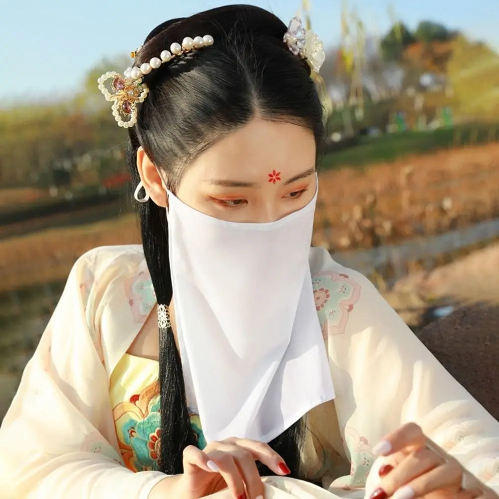 Hanfu Face Scarf Veil – Sunscreen Mesh Mask Cover
