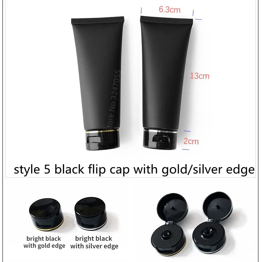 Empty Matte Black Tubes – 100ml Cosmetic Squeeze Bottles