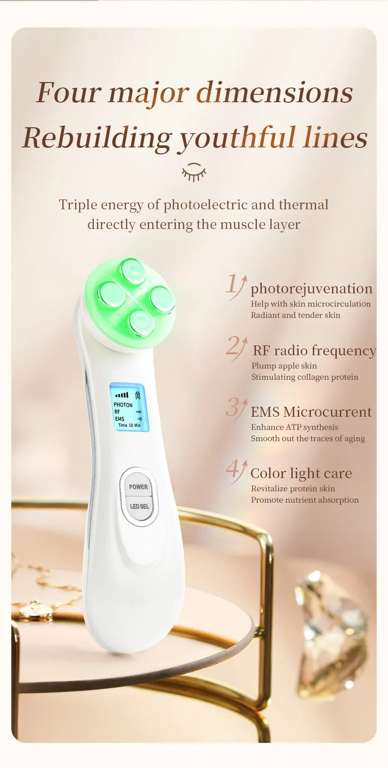Facial Beauty Device EMS Microcurrent Introduction Facial Massager for Lifting and Firming Photon Skin Rejuvenation Anti-Wrinkle