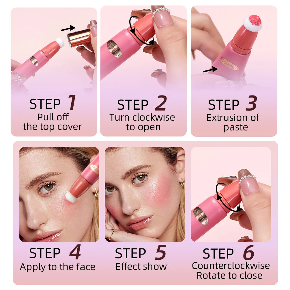 QIBEST Liquid Blusher – Cushion Applicator Cream Cheek Tint