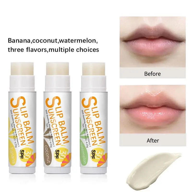 Natural Lip Balm SPF 30 – Moisturizing Fruit Flavor Sticks