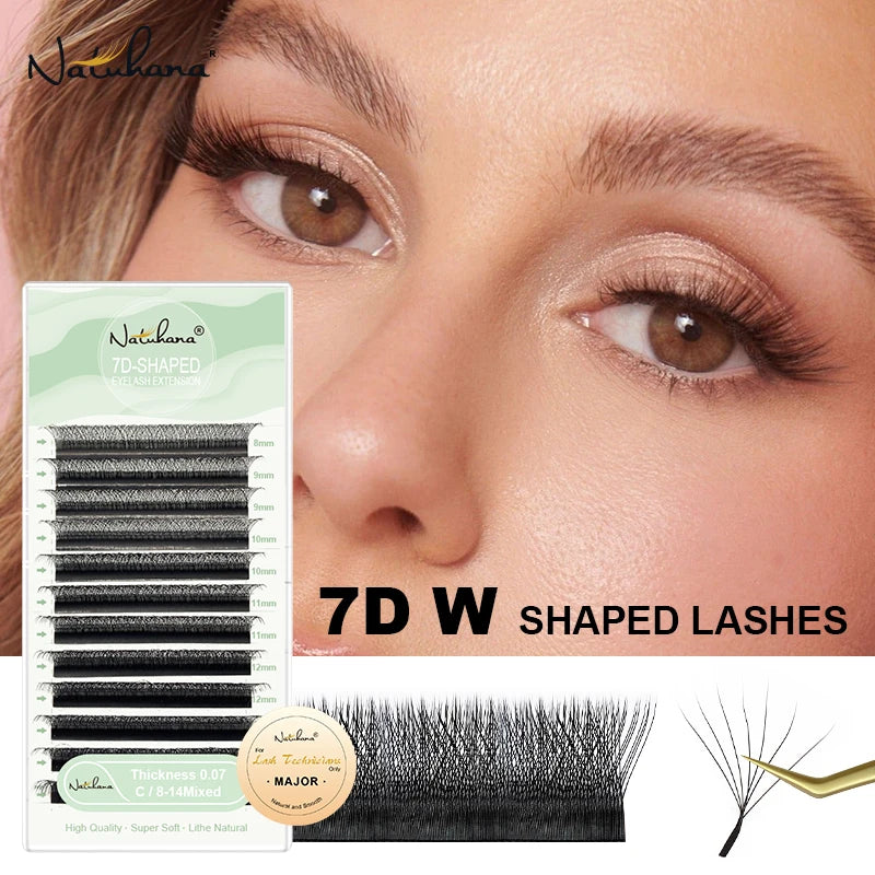 NATUHANA 5 Cases Eyelash Extensions – W-Shape Volume