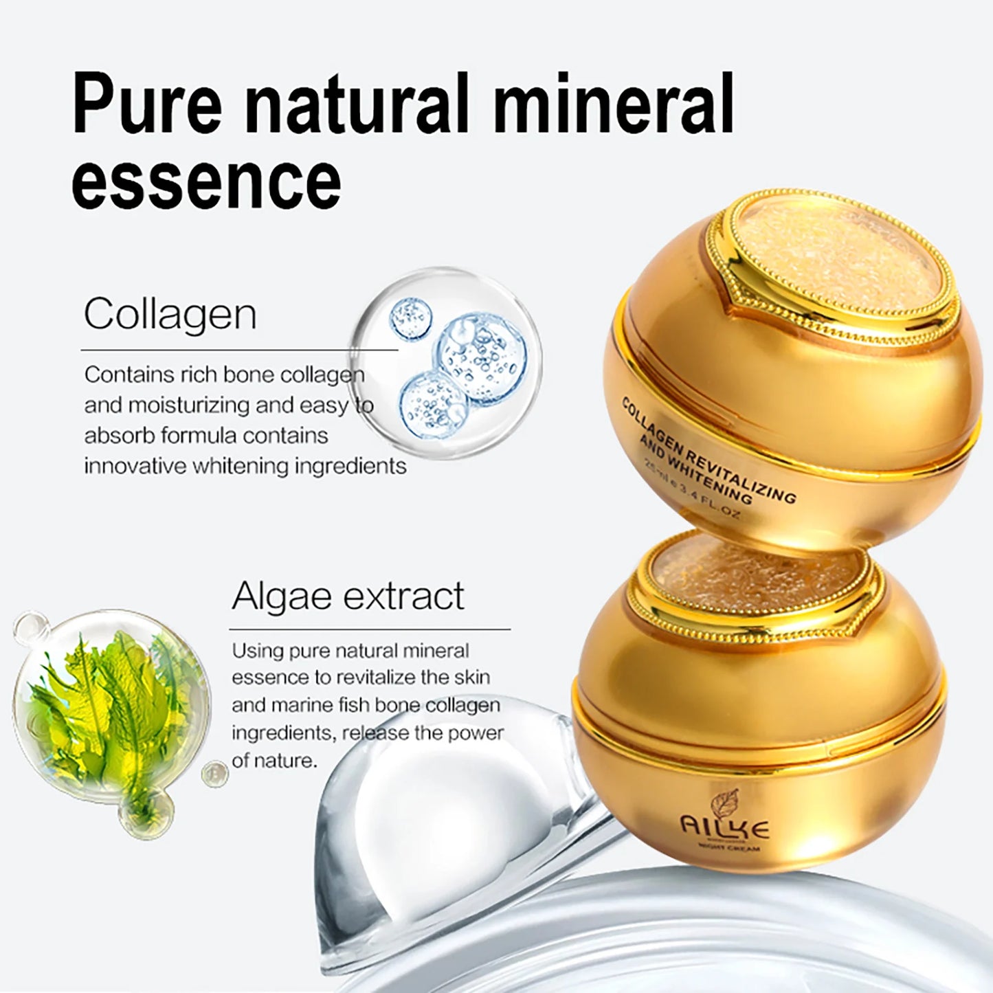 AILKE 24K Gold Skincare Set – Essence, Toner & Cream