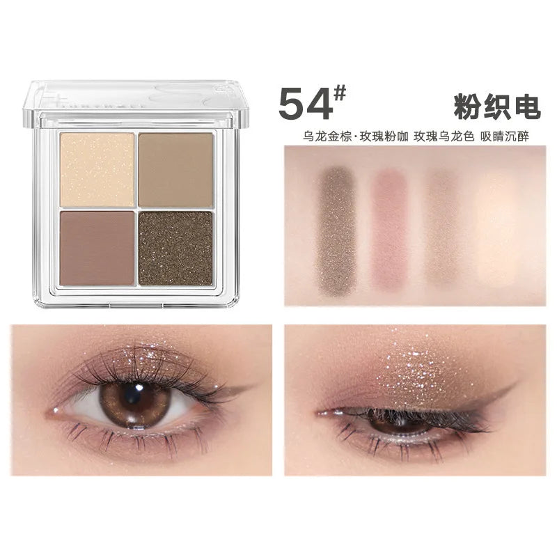 Judydoll 4-Color Eyeshadow Palette – Matte & Glitter Shades