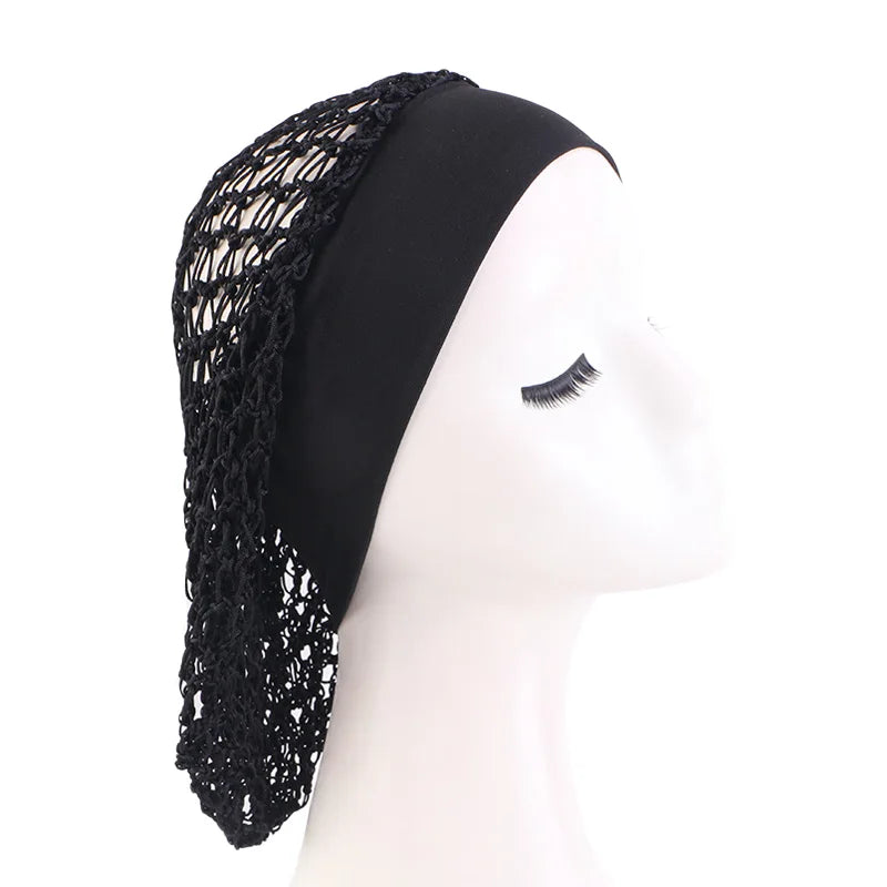 Women’s Crochet Hair Snood – Wide Band Mesh Wig Cap