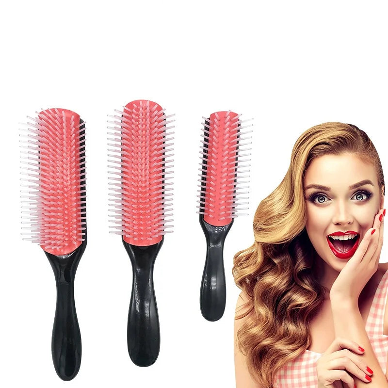 9-Row Detangling Hair Brush Denman Detangler Hairbrush Scalp Massager Straight Wet Comb for Women Men Salon Curly hair brush