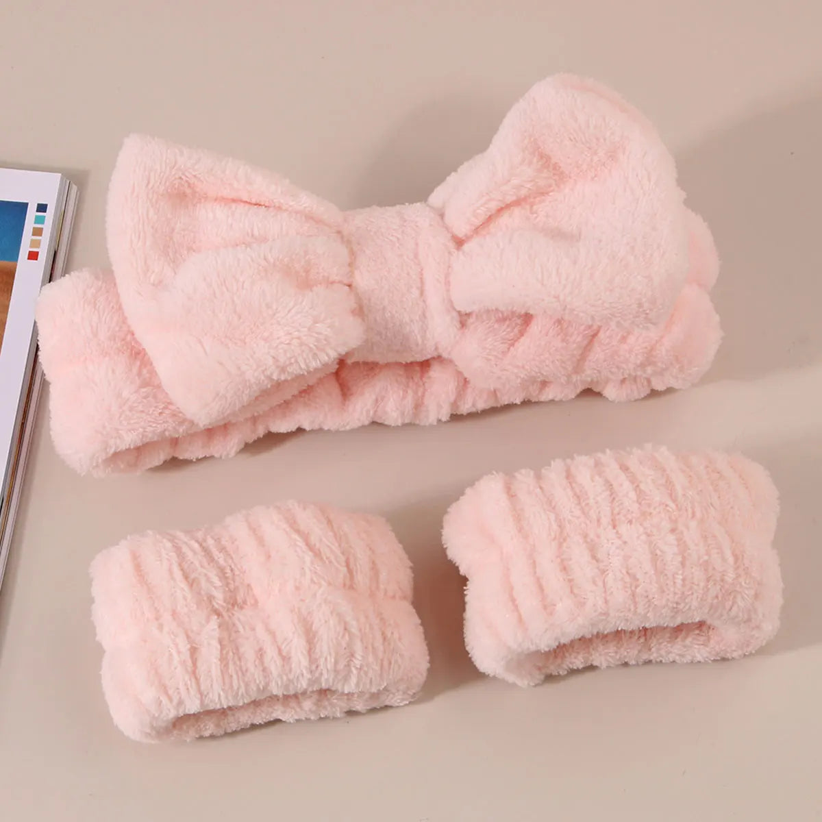 3PCS Coral Velvet Facial Set – Hairband & Wristband