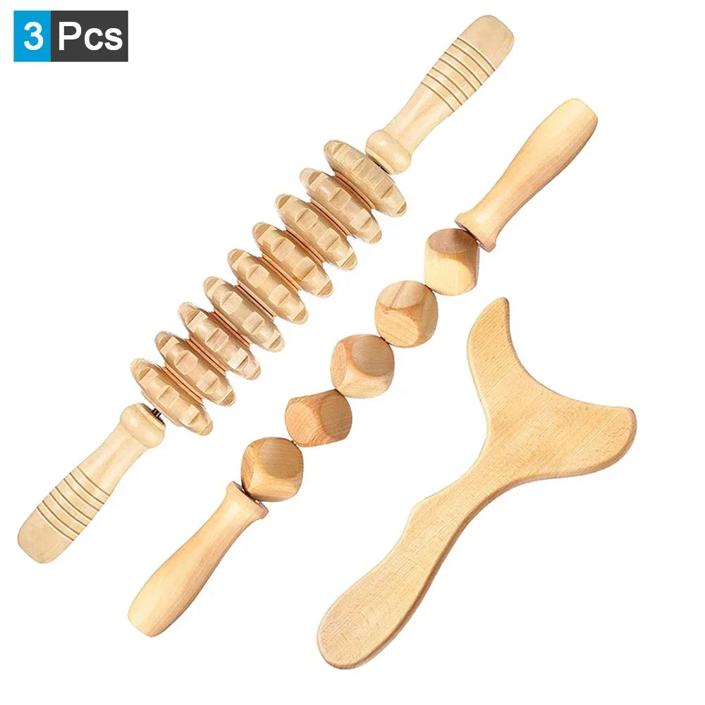 Wood Therapy Massage Tools – Anti-Cellulite Wooden Roller Set