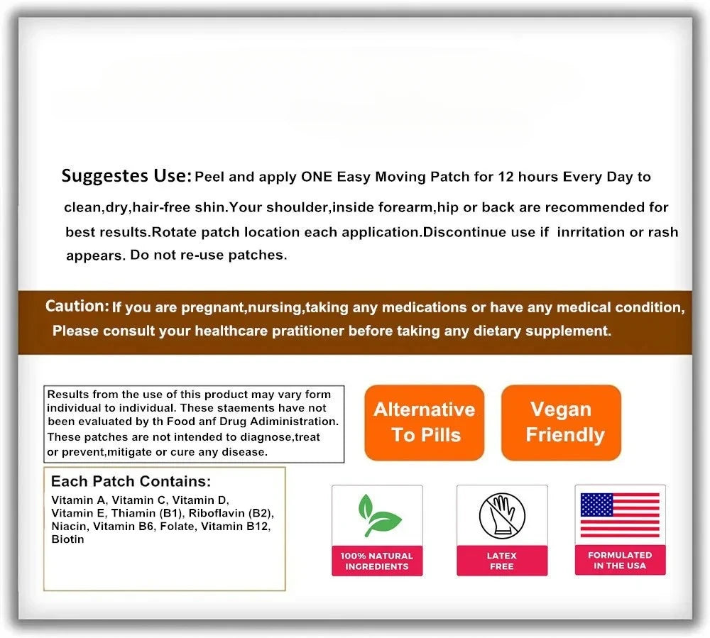 Women’s Multivitamin Patches – Vitamins A–E, Calcium & Magnesium (30)
