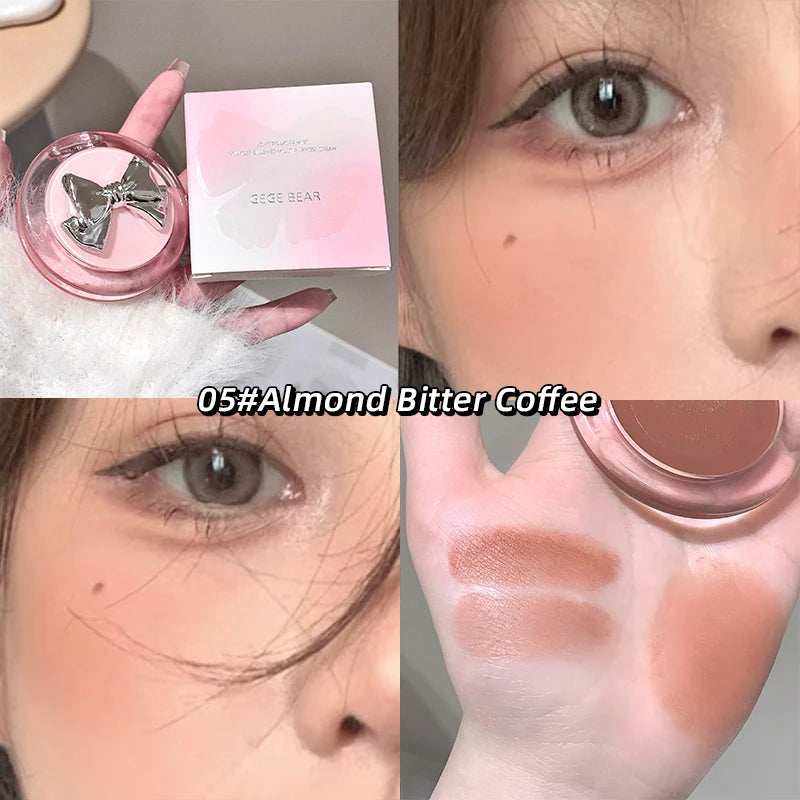 Gege Bear Smooth Blush Multi-purpose Cream Extended Color Blush Eye Shadow Not Easy to Fade Matte Velvet Lip Glaze