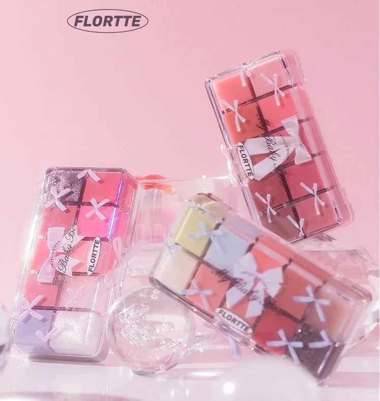 FLORTTE Jelly Lip Gloss Palette – 10-Color Lip Glaze Set