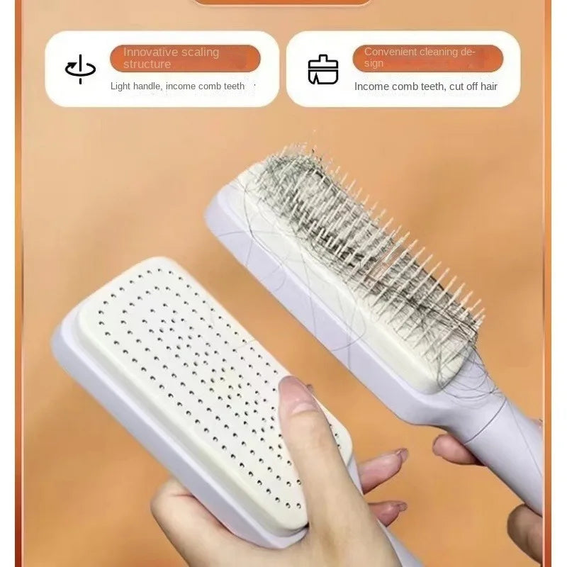 Self-Cleaning Massage Comb – Anti-Static Hairbrush for Women