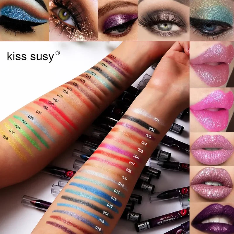 2-in-1 Eyeshadow & Lipstick Stick – Glitter & Matte