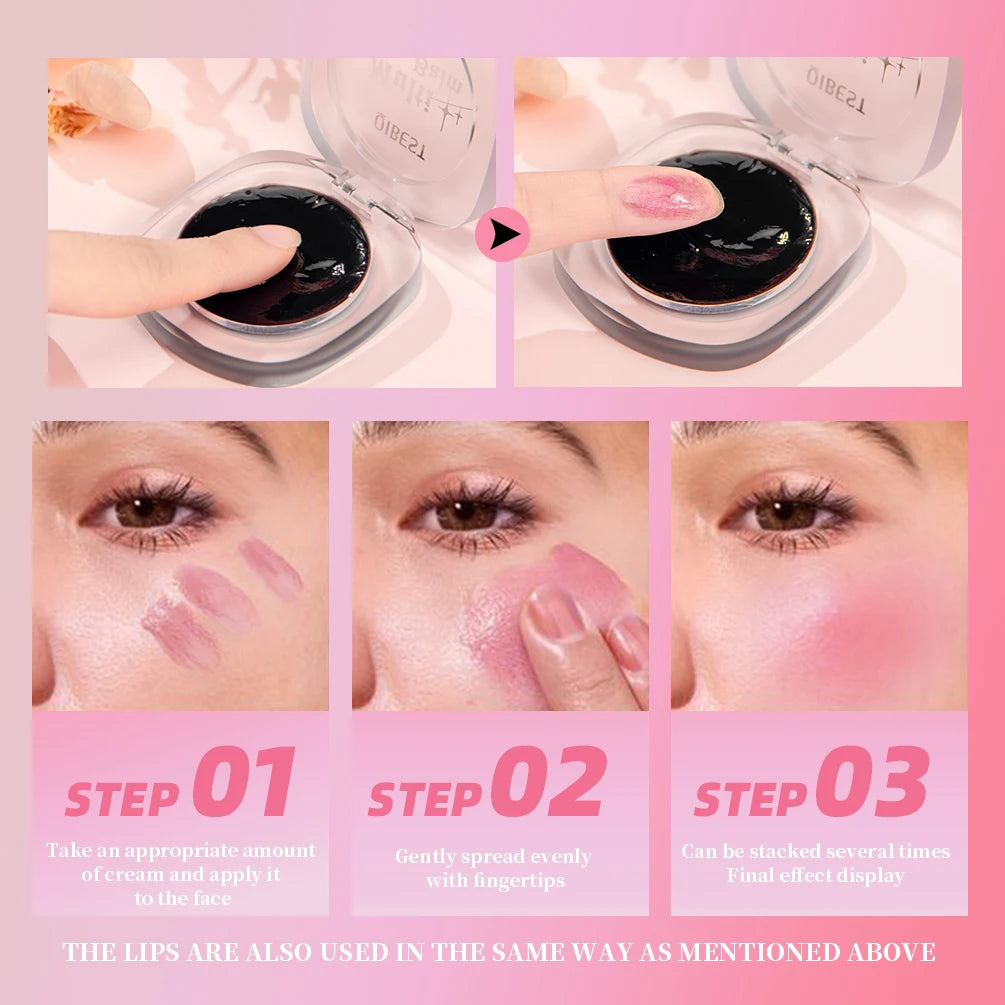 QIBEST 3-in-1 Lipstick – Color Changing Blush & Tint