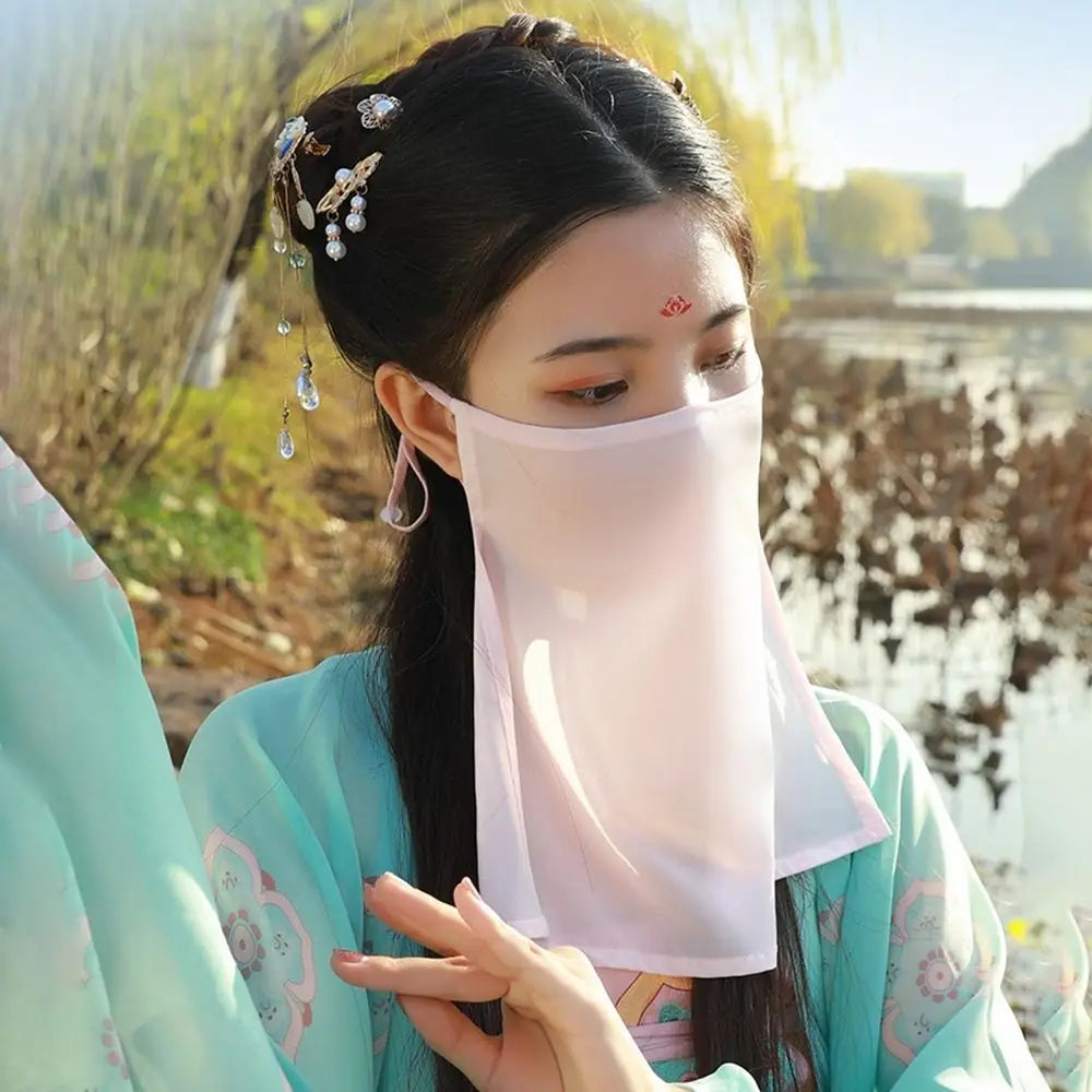 Hanfu Face Scarf Veil – Sunscreen Mesh Mask Cover