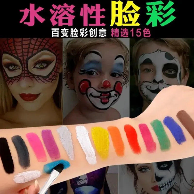 Face & Body Paint Palette – 15 Colors, Water-Based