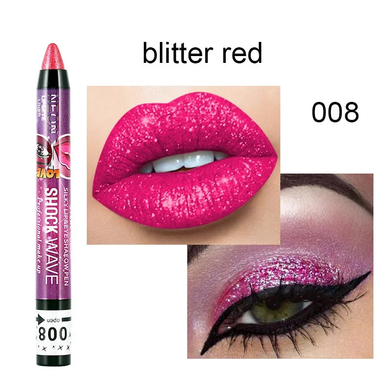 2-in-1 Eyeshadow & Lipstick Stick – Glitter & Matte