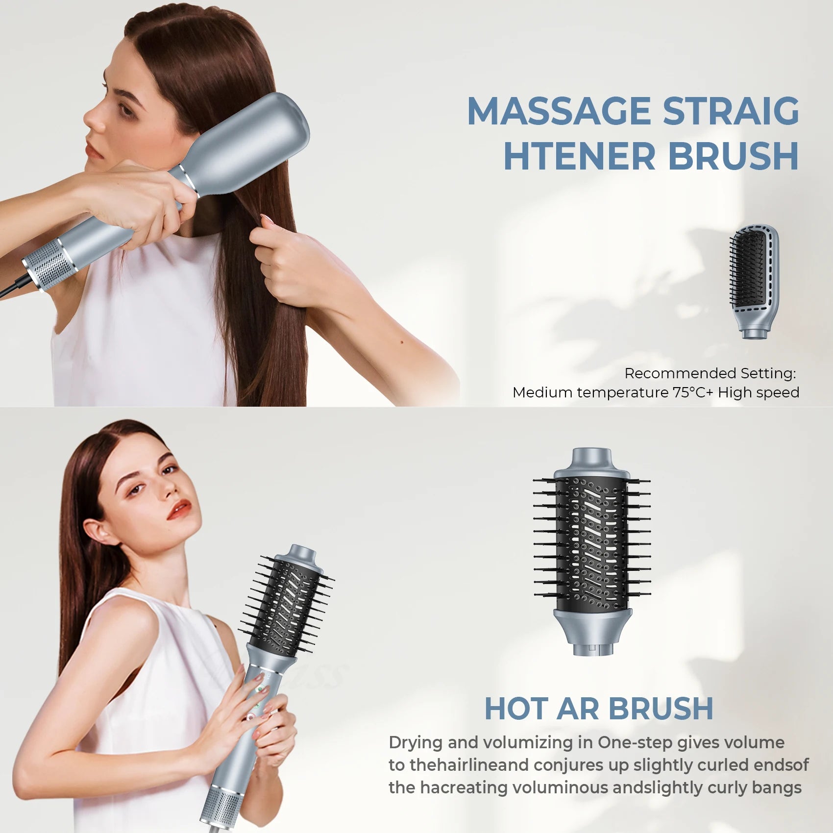 Professional 5 in 1 Hair Styler Hot Air Pick Electric Comb Hot Air Brush Hair Multi Style Airbrush Automatic Curling Iron