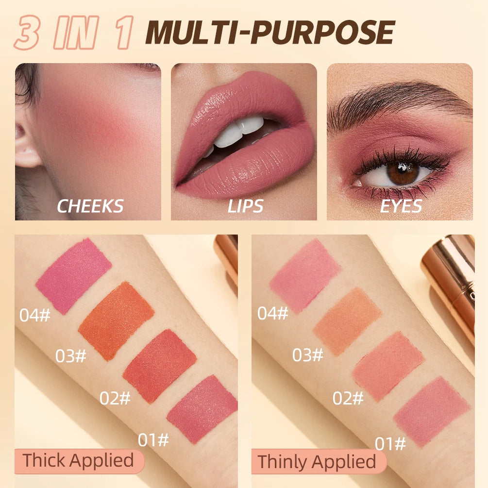 QIBEST Cream Blush Stick – Matte Multi-Use Face & Lip Tint
