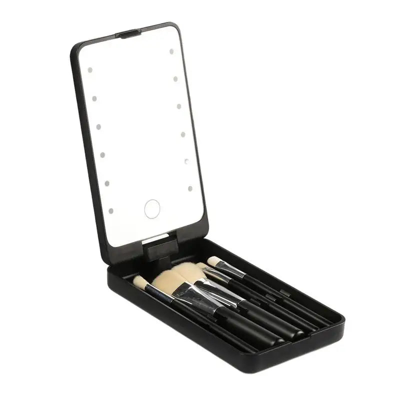 LED Light Makeup Mirror – Travel Compact & Foldable