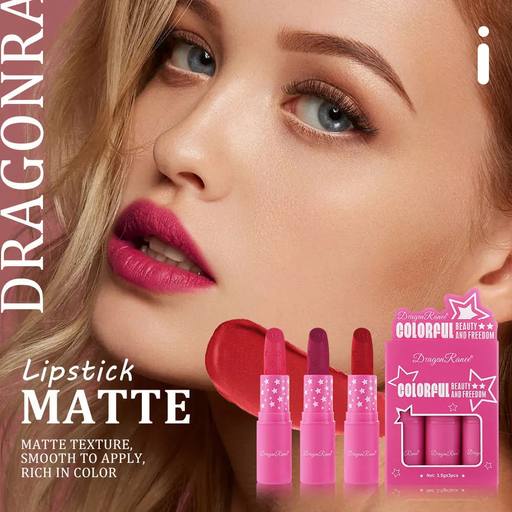 Matte Lipstick Set (3pcs) – Waterproof, Long Lasting