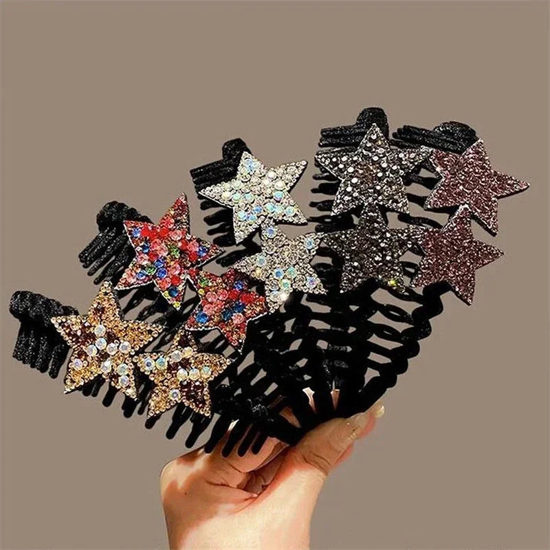 Rhinestone Headband – Luxury Double Star Hair Hoop