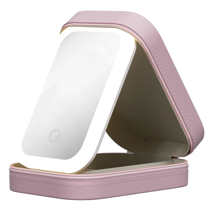 Makeup Storage Box with Lighted Mirror