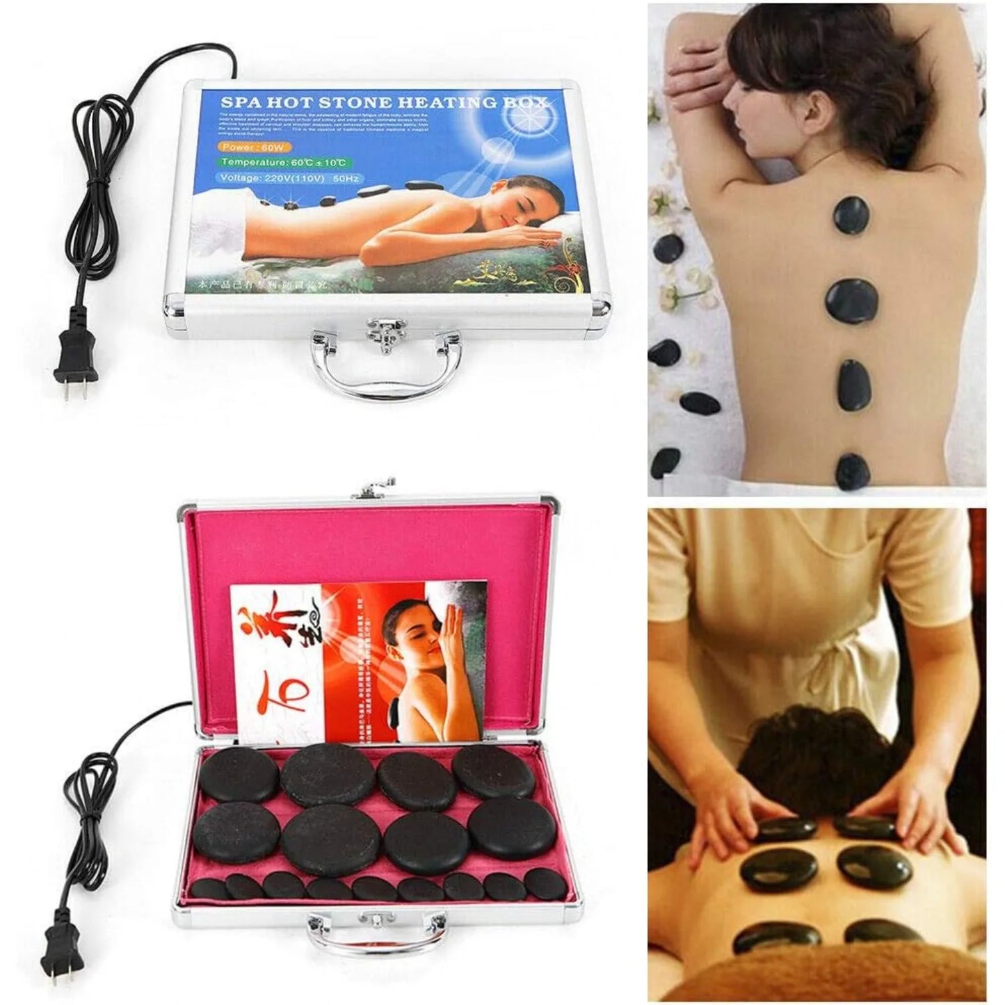 Hot Stone Massage Kit (16pcs) – Volcanic Lava Spa Stones