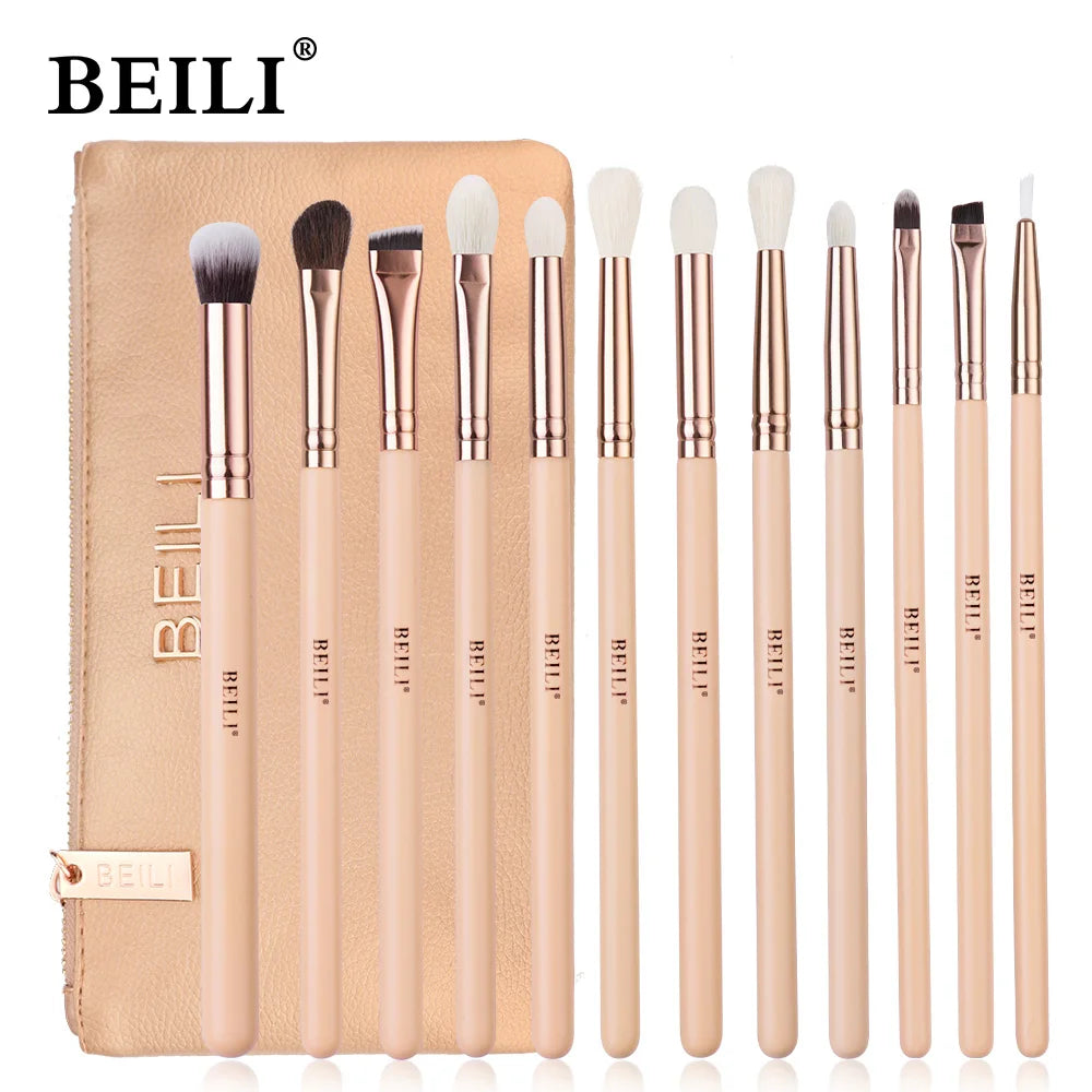BEILI Pink Makeup Brush Set – Powder & Eyeshadow