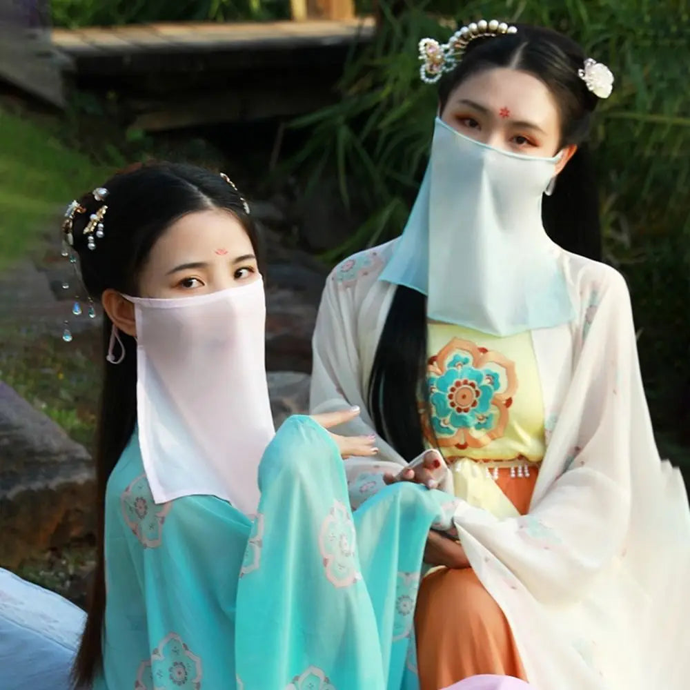 Hanfu Face Scarf Veil – Sunscreen Mesh Mask Cover
