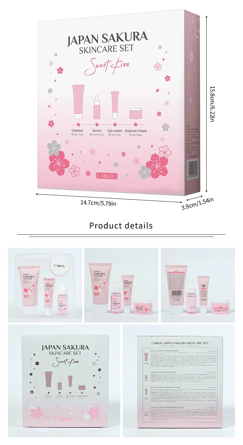 Sakura Skincare Set – Cleanser, Serum, Cream & Eye Care