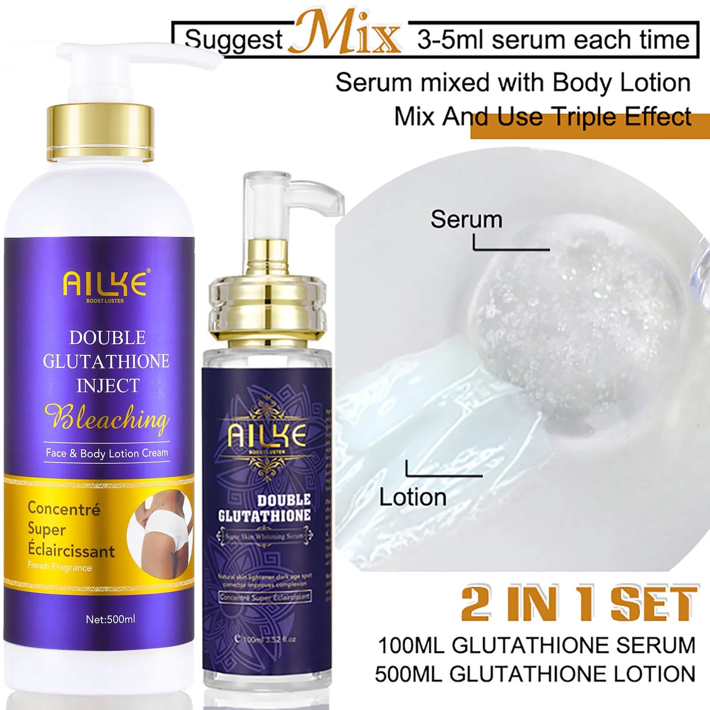AILKE Glutathione 5-in-1 Skincare Kit – Lotion, Serum & Soap