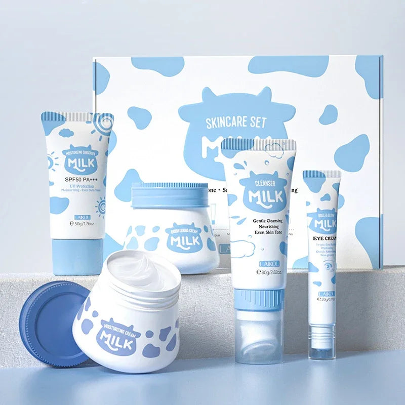 LAIKOU Milk Skincare Set – Sunscreen & Moisturizing Kit (5pcs)