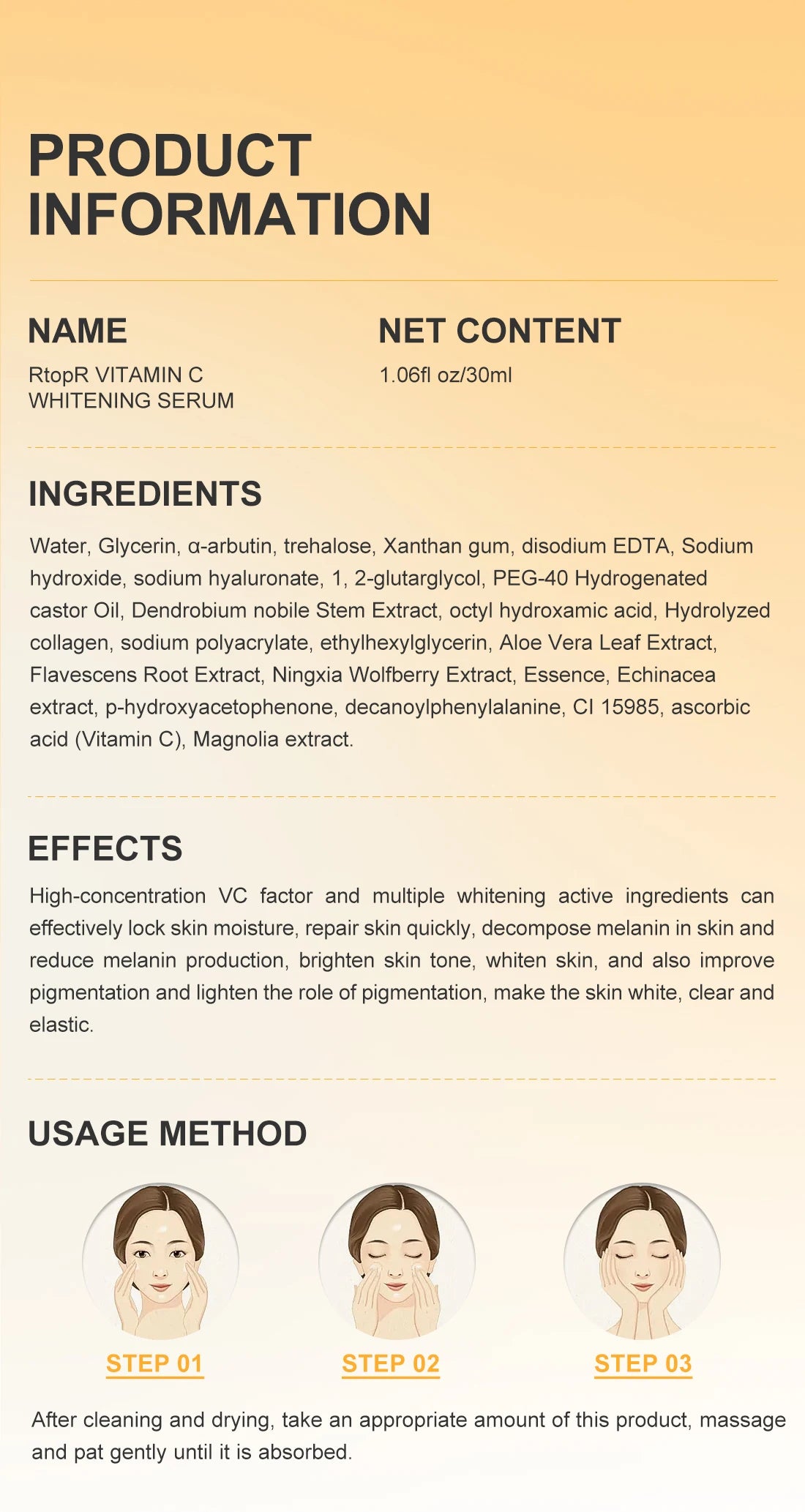 RtopR Vitamin C Whitening Serum – Brightening & Moisturizing