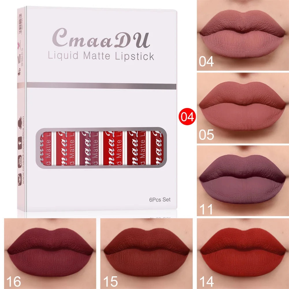 6PCS Liquid Lip Gloss Set – Waterproof & Long Lasting