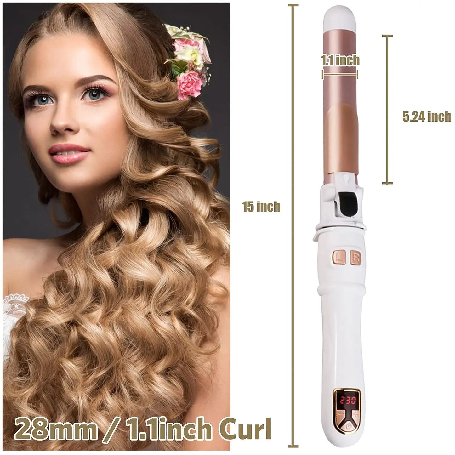 Automatic Rotating Curling Iron – 1.1/1.25 Inch Ceramic Wand