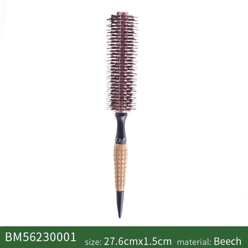 Round Barrel Boar Bristles Hair Brush Women Blowing Curling Styling Hair Comb Anti Static Roll Hairbrush Profissional Wood Combs