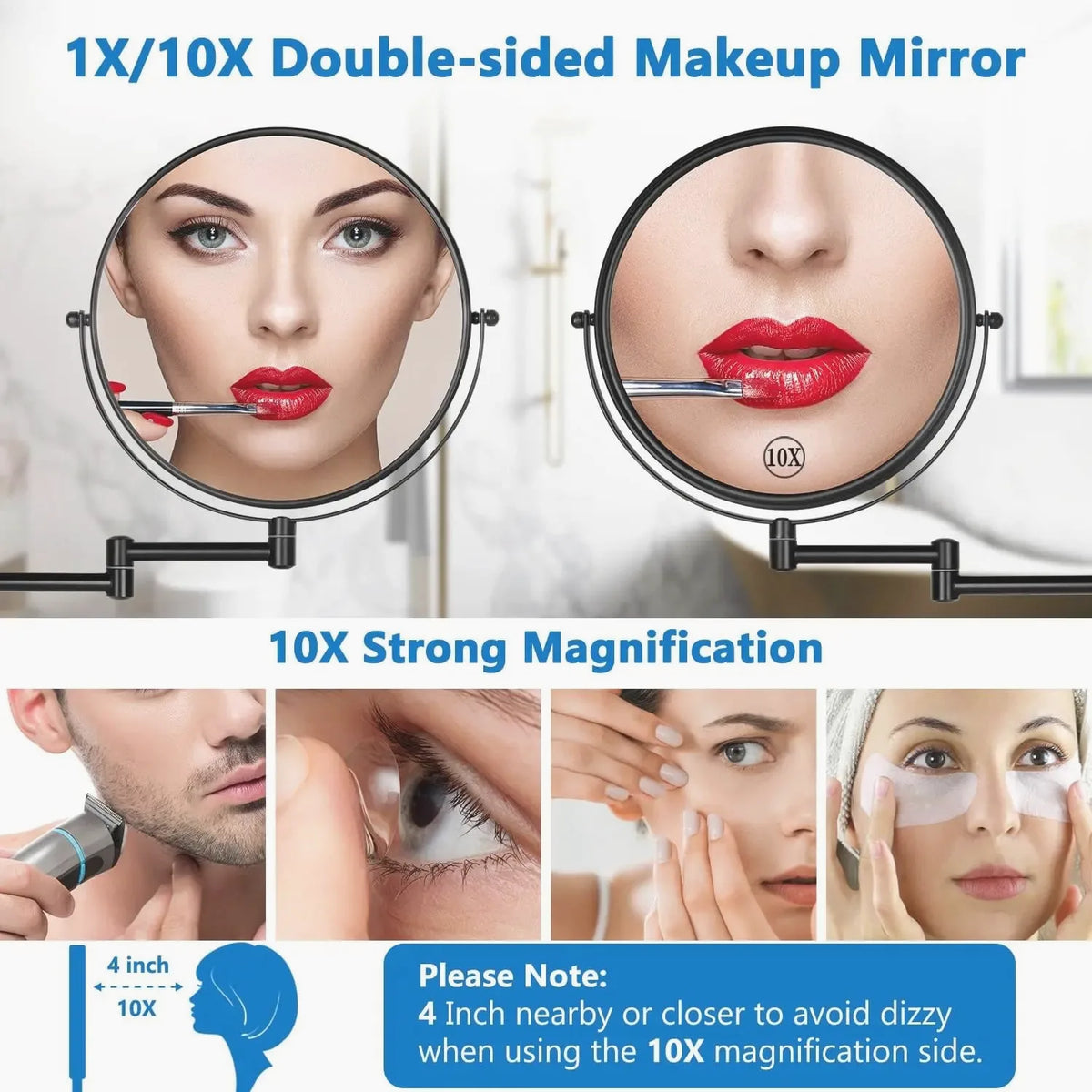 10x Magnifying LED Wall-Mounted Vanity Mirror — view 4
