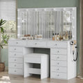 The Grand Vanity Desk with Charging Station & 13 Drawers — Vanity Furniture, Bedroom Vanity, Large Storage | Beautifully Within