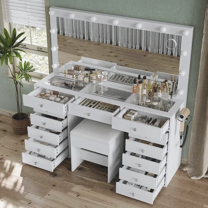 The Grand Vanity Desk with Charging Station & 13 Drawers — view 2