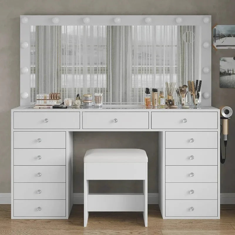 The Grand Vanity Desk with Charging Station & 13 Drawers — view 3