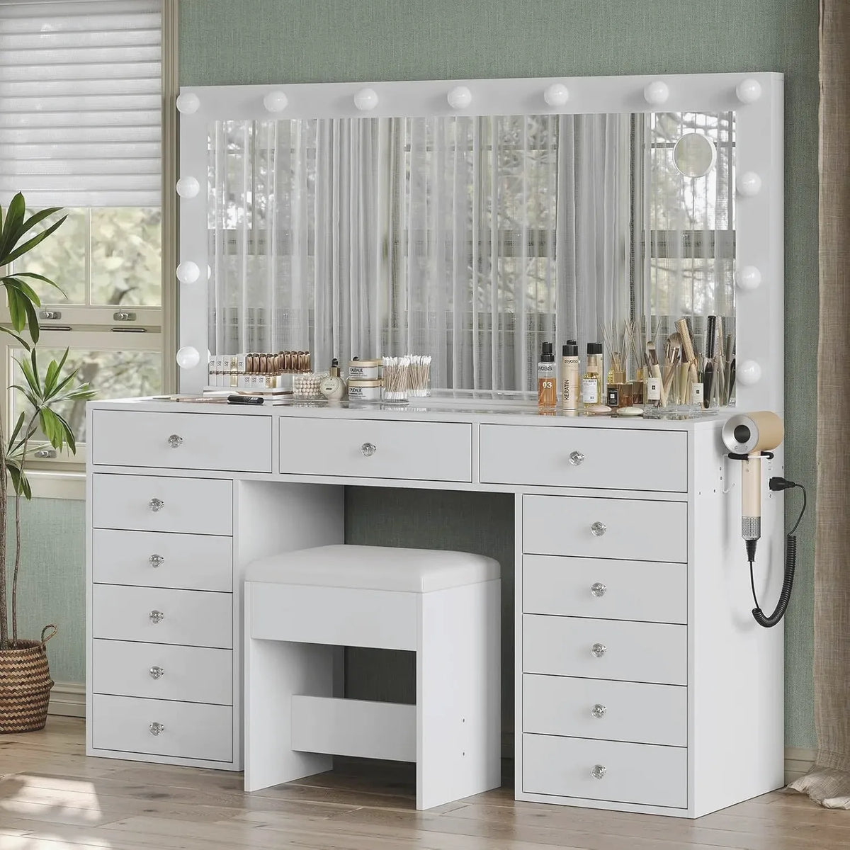 The Grand Vanity Desk with Charging Station & 13 Drawers — view 7